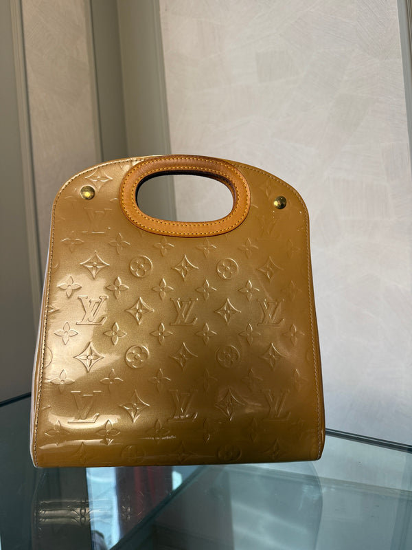 Louis Vuitton Monogram Cream Vernis Maple Drive Top Handle Bag Embossed LV Patent Leather Vintage