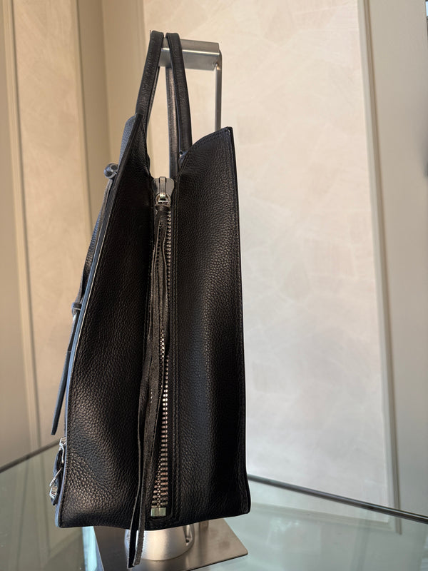 Balenciaga Black Calfskin Leather Papier A5 Zip Around Tote Silver Hardware Mirror Work Study Bag Sturdy