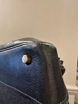 Hermes 50 HAC unisex Extra Large Travel Weekender Cotton Canvas Leather repainted monochrome Black Gold Hardware Vintage Rare