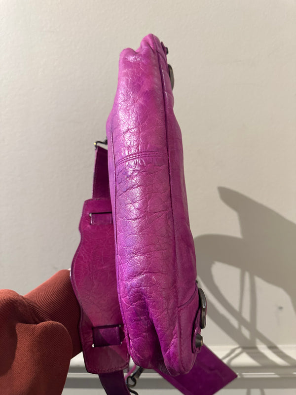 Balenciaga Small City First Bag Purple Pink Edition Shoulder Bag Limited Edition Motorcycle Moto Details Tassels