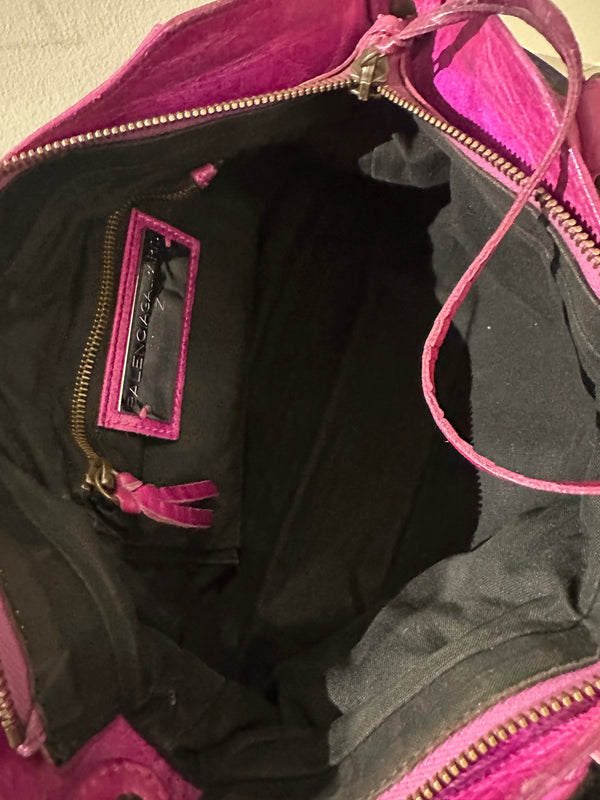 Balenciaga Small City First Bag Purple Pink Edition Shoulder Bag Limited Edition Motorcycle Moto Details Tassels