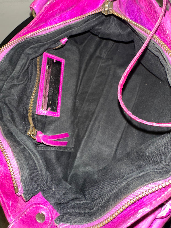 Balenciaga Small City First Bag Purple Pink Edition Shoulder Bag Limited Edition Motorcycle Moto Details Tassels