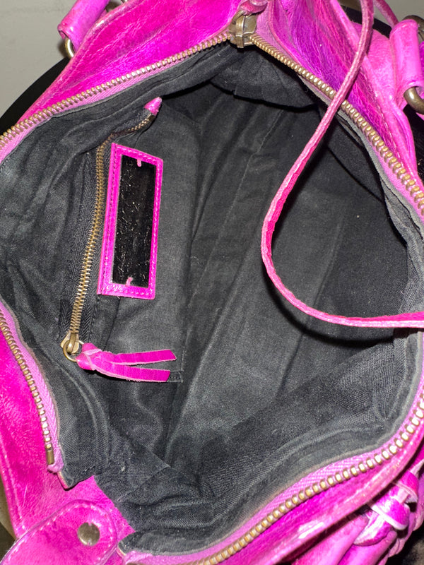 Balenciaga Small City First Bag Purple Pink Edition Shoulder Bag Limited Edition Motorcycle Moto Details Tassels