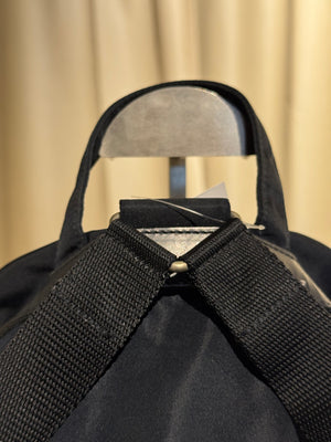 Prada Vintage Black Tessuto Nylon Backpack with Triangle Logo and Front Buckle Pockets