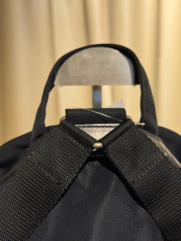 Prada Vintage Black Tessuto Nylon Backpack with Triangle Logo and Front Buckle Pockets