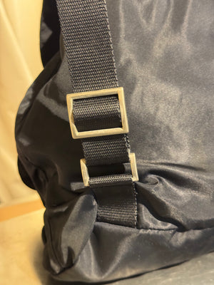Prada Vintage Black Tessuto Nylon Backpack with Triangle Logo and Front Buckle Pockets