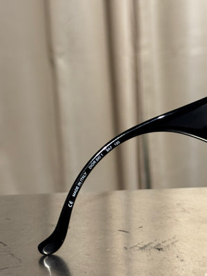 Christian Dior Vintage John Galliano Era Early 2000s Ski 1 Sunglasses Black Shield Wraparound Frame Y2K Designer Eyewear