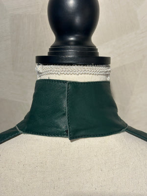 Maison Margiela Khaki Dark Green Leather Backless High Neck Long Sleeve IT40 Midi Dress Sexy 90s