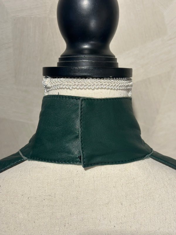 Maison Margiela Khaki Dark Green Leather Backless High Neck Long Sleeve IT40 Midi Dress Sexy 90s