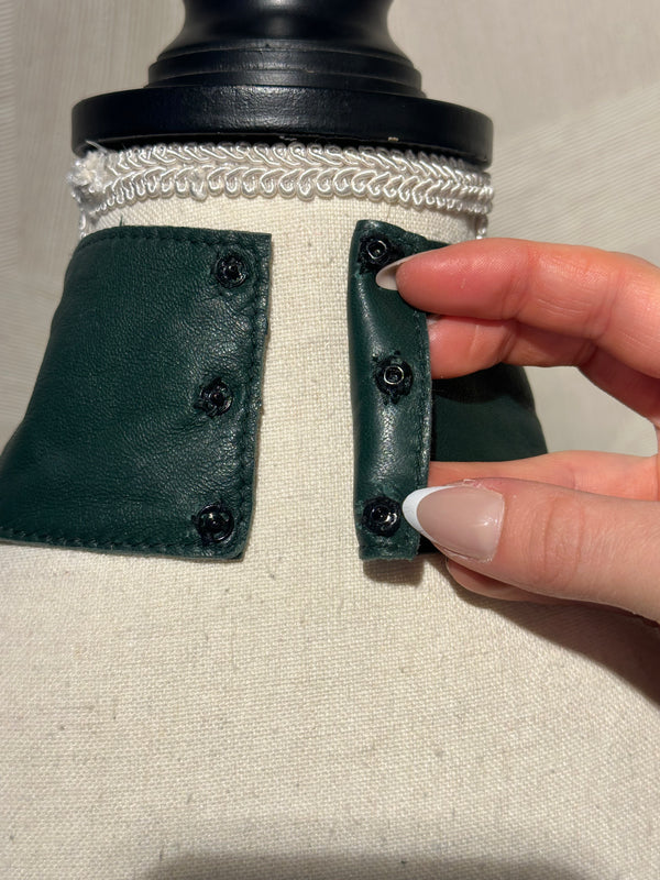Maison Margiela Khaki Dark Green Leather Backless High Neck Long Sleeve IT40 Midi Dress Sexy 90s