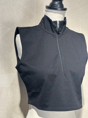 Prada Brand New With Tags High Neck Black Sleeveless Cropped Tank Sexy Sleek 90s Style fitted Logo Zipper Top