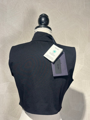 Prada Brand New With Tags High Neck Black Sleeveless Cropped Tank Sexy Sleek 90s Style fitted Logo Zipper Top