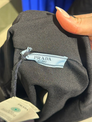 Prada Brand New With Tags High Neck Black Sleeveless Cropped Tank Sexy Sleek 90s Style fitted Logo Zipper Top