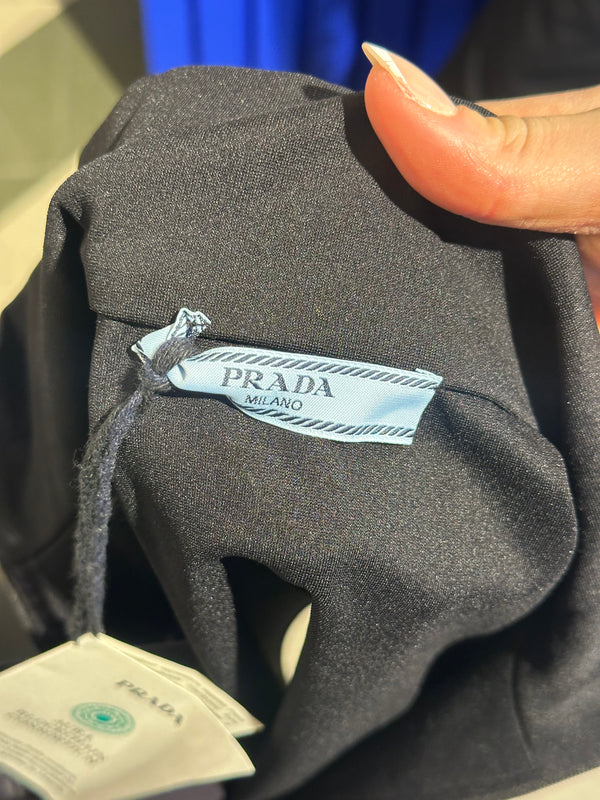 Prada Brand New With Tags High Neck Black Sleeveless Cropped Tank Sexy Sleek 90s Style fitted Logo Zipper Top