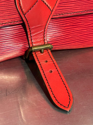 Louis Vuitton Vintage Epi Cartouchiere MM Red Leather Crossbody Shoulder Bag Gold Tone Hardware Archive