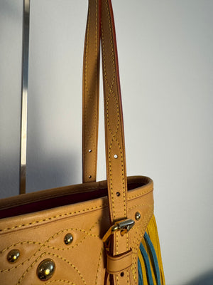 Louis Vuitton x Takashi Murakami Fringe Bucket Bag M40109 White Multicolor S/S 2006 Charm Vintage Monogram Collectors Western Tassel Boho Chic