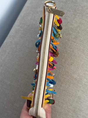 Louis Vuitton x Takashi Murakami Fringe Bucket Bag M40109 White Multicolor S/S 2006 Charm Vintage Monogram Collectors Western Tassel Boho Chic