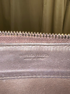 Bottega Veneta Vintage Brown Intrecciato Woven Leather Zip-Around Continental Wallet