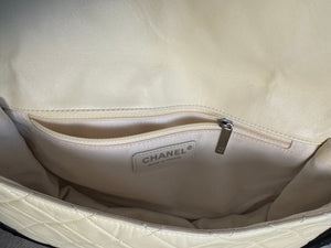 Chanel Iconic S/S 2013 Karl Lagerfeld Hula Hoop White CC flap Black trim Quilted Calfskin Mini