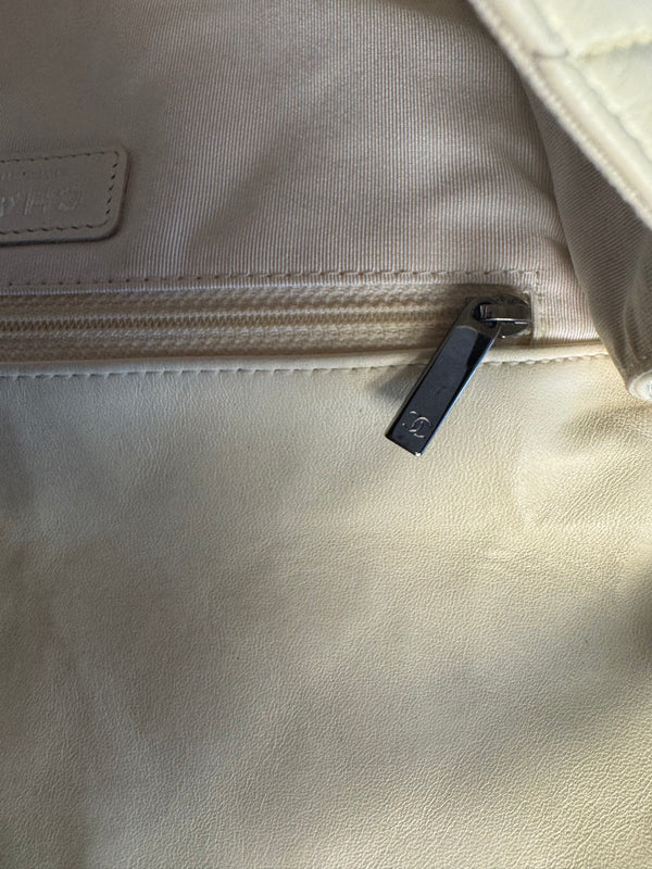 Chanel Iconic S/S 2013 Karl Lagerfeld Hula Hoop White CC flap Black trim Quilted Calfskin Mini