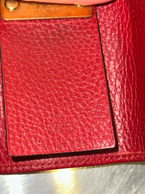 Gucci GG Marmont 6-Hook Key Case Hibiscus Red Grained Leather