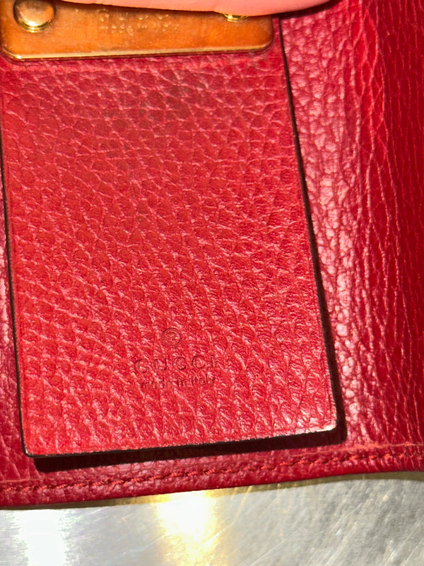 Gucci GG Marmont 6-Hook Key Case Hibiscus Red Grained Leather