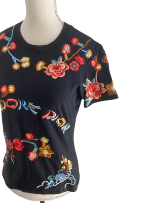 '-RARE- DIOR EMBROIDERY T-SHIRT FR40