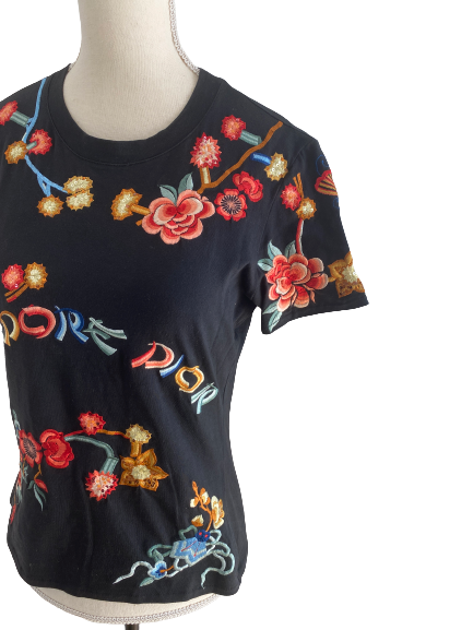 '-RARE- DIOR EMBROIDERY T-SHIRT FR40