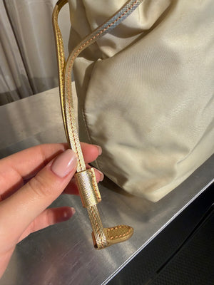 Prada Beige Tessuto Nylon and Saffiano Leather Tote Bag Gold-Tone Hardware