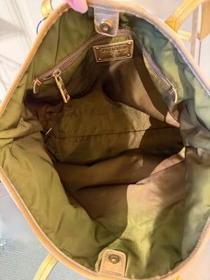 Prada Beige Tessuto Nylon and Saffiano Leather Tote Bag Gold-Tone Hardware