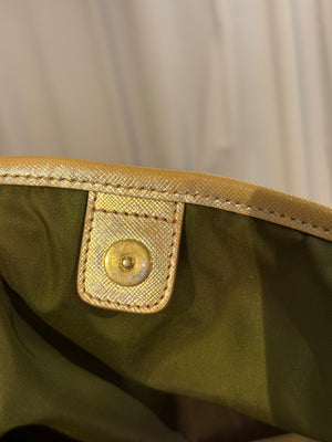Prada Beige Tessuto Nylon and Saffiano Leather Tote Bag Gold-Tone Hardware