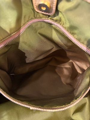 Prada Beige Tessuto Nylon and Saffiano Leather Tote Bag Gold-Tone Hardware