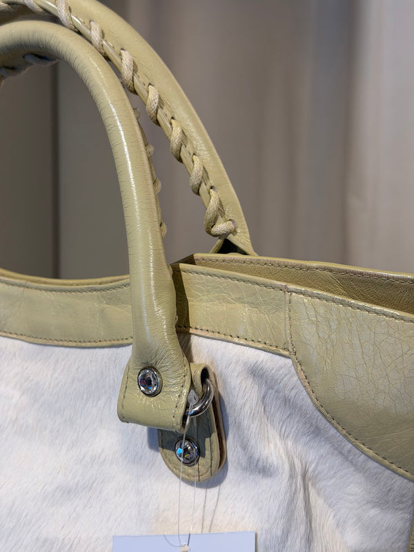 Balenciaga Limited-Edition Holiday Collection Bianco Pony Hair City Bag with Swarovski Crystals