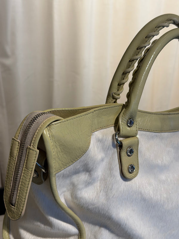 Balenciaga Limited-Edition Holiday Collection Bianco Pony Hair City Bag with Swarovski Crystals