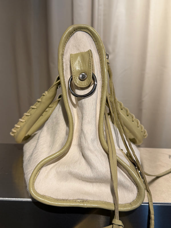 Balenciaga Limited-Edition Holiday Collection Bianco Pony Hair City Bag with Swarovski Crystals
