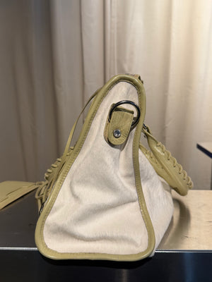 Balenciaga Limited-Edition Holiday Collection Bianco Pony Hair City Bag with Swarovski Crystals
