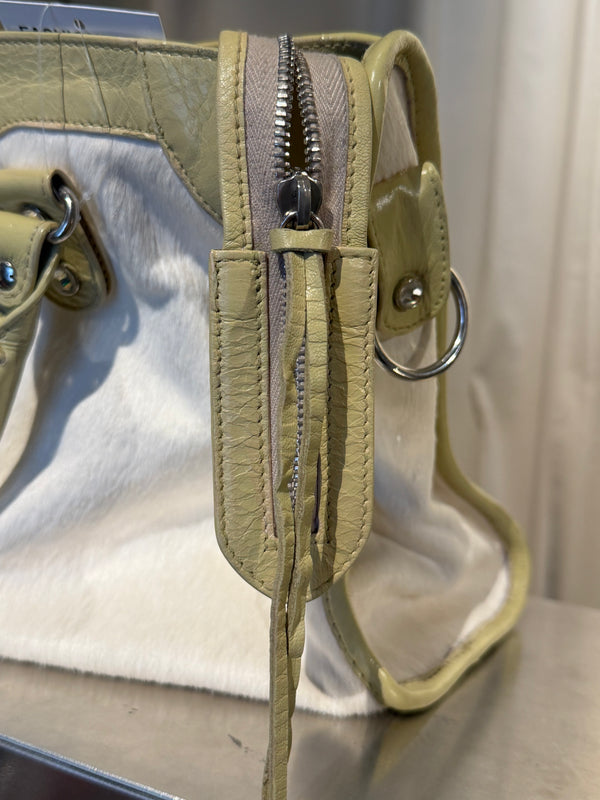 Balenciaga Limited-Edition Holiday Collection Bianco Pony Hair City Bag with Swarovski Crystals