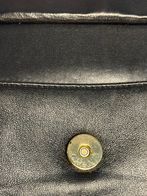 Chanel Vintage CC cocomark Camera Bag Black Leather Lambskin 24K Gold Hardware Karl Lagerfeld Tassel