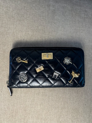 Chanel Lucky Charms Reissue 2.55 Zippy Purse Wallet Quilted Aged Calfskin Long CC Coco Mark Vintage