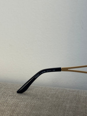 Chanel CH9520 Oversize Cat Eye Sunglasses Black Gold color code 124/2E CC cocomark open sides rimless