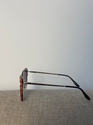 Prada F/W2018 Hot Rod Flame Runway Campaign Collection Oversize Cat Eye Sunglasses Black Orange Gradient PR59V864 -YZ