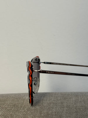 Prada F/W2018 Hot Rod Flame Runway Campaign Collection Oversize Cat Eye Sunglasses Black Orange Gradient PR59V864 -YZ
