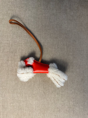 Hermes Milo Lambskin Shearling Budy Dog Charm Capucine Ecru Gold Bag charm trinket key chain full set