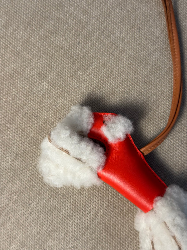 Hermes Milo Lambskin Shearling Budy Dog Charm Capucine Ecru Gold Bag charm trinket key chain full set