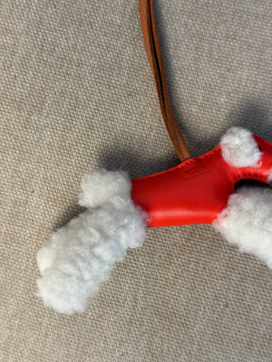 Hermes Milo Lambskin Shearling Budy Dog Charm Capucine Ecru Gold Bag charm trinket key chain full set
