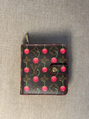 Louis Vuitton x Takashi Murakami Cherry Classic LV Monogram Cerises Compact Zip Wallet S/S 2005 Vintage