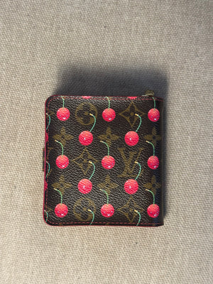 Louis Vuitton x Takashi Murakami Cherry Classic LV Monogram Cerises Compact Zip Wallet S/S 2005 Vintage