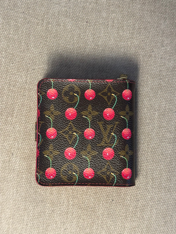Louis Vuitton x Takashi Murakami Cherry Classic LV Monogram Cerises Compact Zip Wallet S/S 2005 Vintage