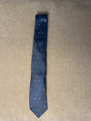 New Hermes Tie 7 Maillons Multicolores Blue graphic detailing silk adjustable tie mens with Tags