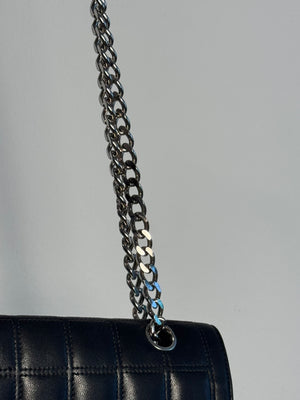 Chanel Vintage 2000-2002 Black Quilted Chocolate Bar Lambskin Leather Checked 2.55 Flap Bag Lagerfeld Western Embroidery Gunmetal hardware Rhinestone CC Coco Mark Face
